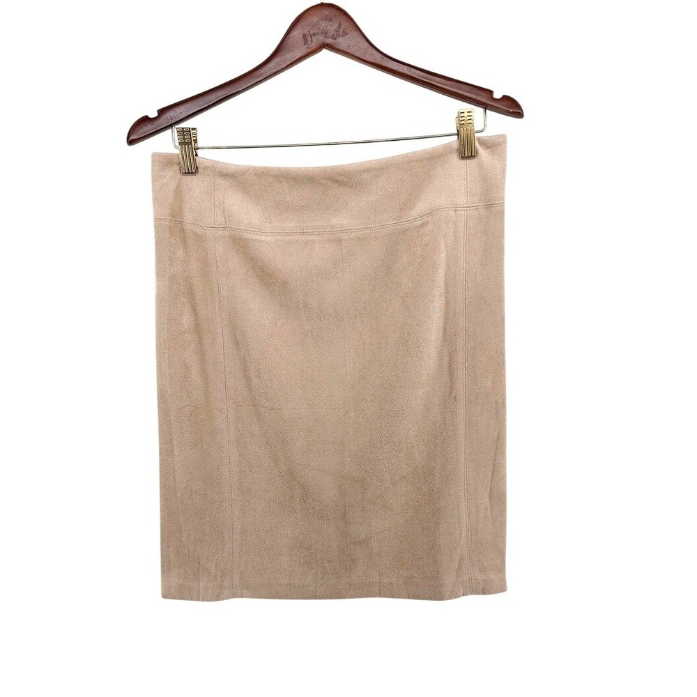 J.McLaughlin Tan Faux Suede Pencil‎ Skirt Beige Size 8 Professional Knee Length